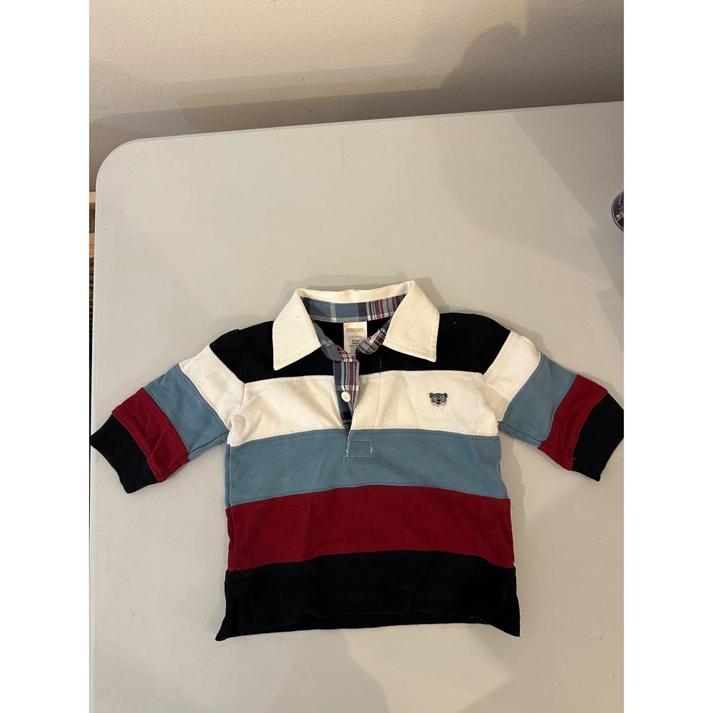 Gymboree Baby Boy Rugby Shirt Long Sleeve Striped Raccoon 3-6 Months NWT